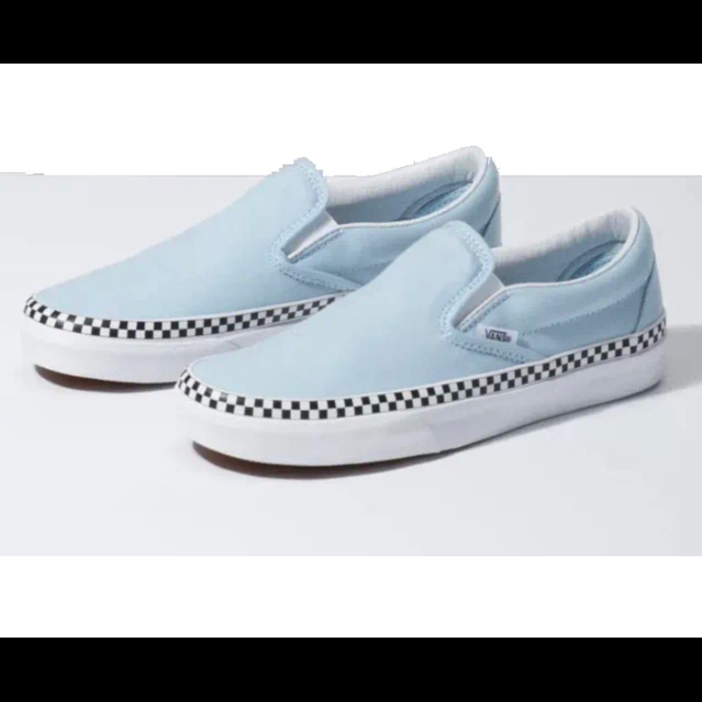 Vans Slip On - Light Blue Checker Rim